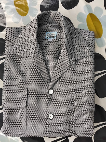 1950s Gab Style Shirt - Silver Grey Diamond
