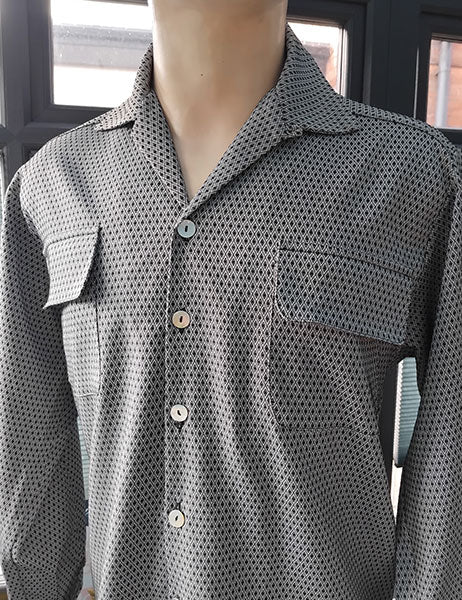 1950s Gab Style Shirt - Silver Grey Diamond