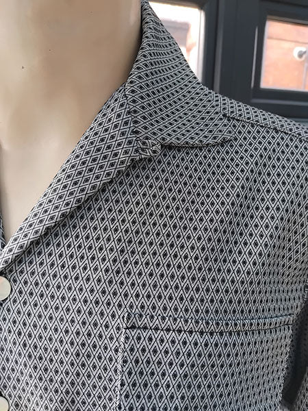 1950s Gab Style Shirt - Silver Grey Diamond